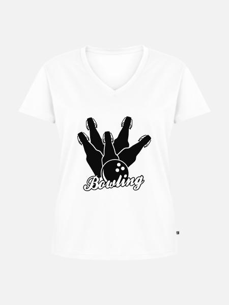 Bier Bowling einfarbig - Frauen Premium Bio T-Shirt mit V-Ausschnitt - Weiß