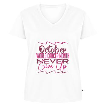 Lutte Contre Le Cancer Du Sein | Octobre Rose - T-shirt encolure en V Premium bio Femme - blanc - Devant - AI Model Female 172 dark (172cm)