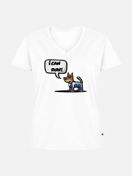 ICH KANN RENNEN! - Frauen Premium Bio T-Shirt mit V-Ausschnitt - Weiß