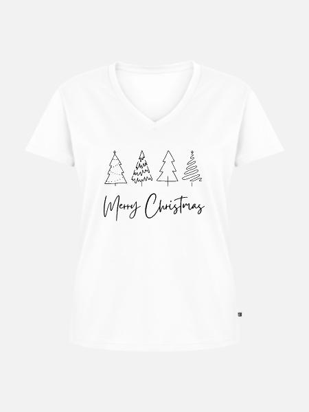 Schlicht Elegante Weihnachtsartikel - Frauen Premium Bio T-Shirt mit V-Ausschnitt - Weiß