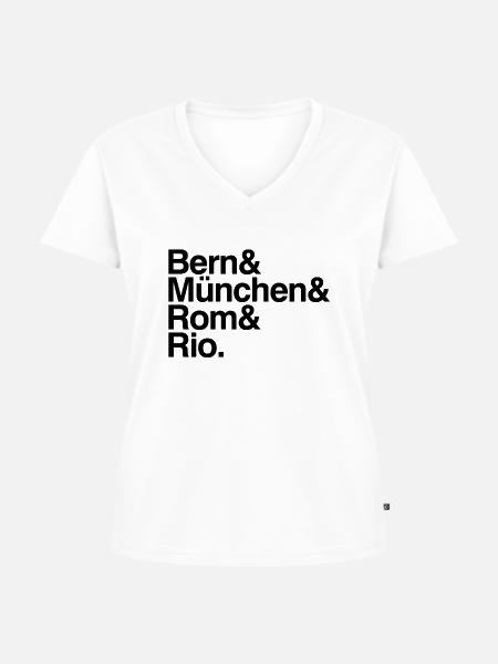 Bern&München&Rom&Rio - Frauen Premium Bio T-Shirt mit V-Ausschnitt - Weiß