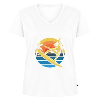 Surfer Surfen - Frauen Premium Bio T-Shirt mit V-Ausschnitt - Weiß - Vorne - AI Model Female 172 dark (172cm)