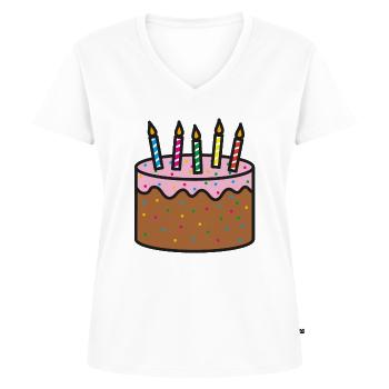 Geburtstagskuchen Geburtstag - Frauen Premium Bio T-Shirt mit V-Ausschnitt - Weiß - Vorne - AI Model Female 172 dark (172cm)
