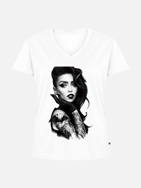 Gothic Elegance - Frauen Premium Bio T-Shirt mit V-Ausschnitt - Weiß