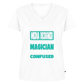 Mediengestalter - Frauen Premium Bio T-Shirt mit V-Ausschnitt - Weiß - Vorne - AI Model Female 172 dark (172cm)