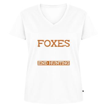 Accessoires de chasse anti-renards - T-shirt encolure en V Premium bio Femme - blanc - Devant - AI Model Female 172 dark (172cm)
