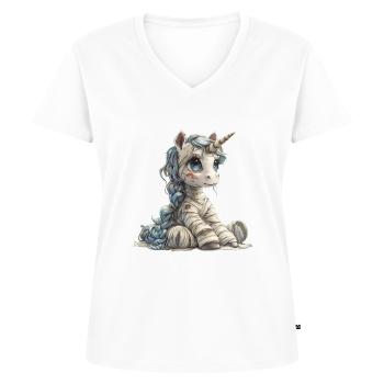 Einhorn Halloween Japanisches Einhorn - Frauen Premium Bio T-Shirt mit V-Ausschnitt - Weiß - Vorne - AI Model Female 172 dark (172cm)
