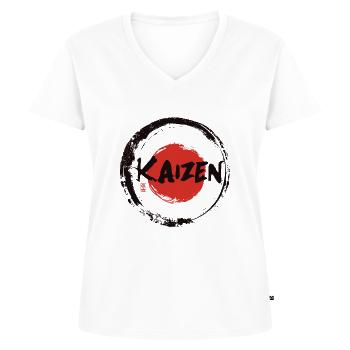 Hiragana Katakana Kaizen-methode Kaizen - Frauen Premium Bio T-Shirt mit V-Ausschnitt - Weiß - Vorne - AI Model Female 172 dark (172cm)