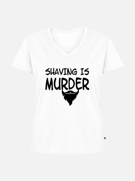 shaving is murder - Frauen Premium Bio T-Shirt mit V-Ausschnitt - Weiß