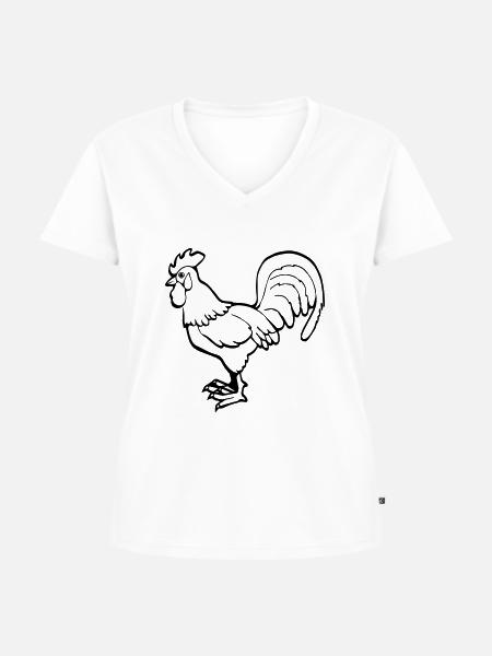 Hahn bauernhof - Frauen Premium Bio T-Shirt mit V-Ausschnitt - Weiß