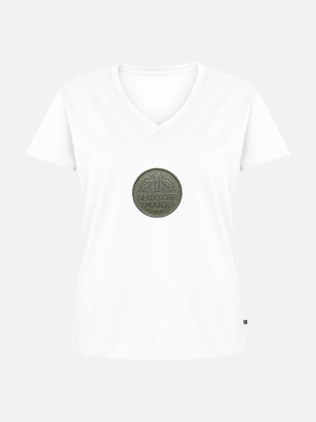 Deutsche Mark - Frauen Premium Bio T-Shirt mit V-Ausschnitt - Weiß