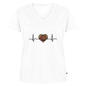 Herzkurve DDR, Osten, Ossi Geschenk, Puls, EKG - Frauen Premium Bio T-Shirt mit V-Ausschnitt - Weiß - Vorne - AI Model Female 172 dark (172cm)
