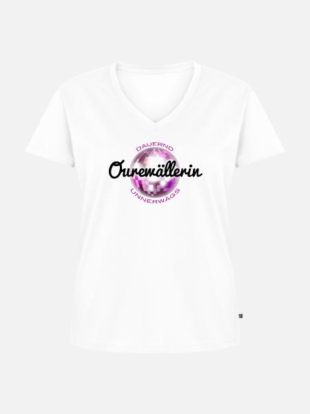 Ourewällerin - Frauen Premium Bio T-Shirt mit V-Ausschnitt - Weiß