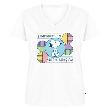 Peanuts Snoopy Ein Hund Sein - Frauen Premium Bio T-Shirt mit V-Ausschnitt - Weiß - Vorne - AI Model Female 172 dark (172cm)