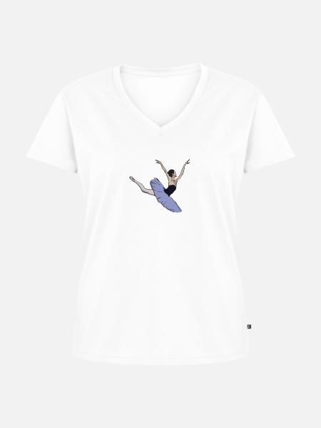 schwebende elegante Ballerina - Frauen Premium Bio T-Shirt mit V-Ausschnitt - Weiß