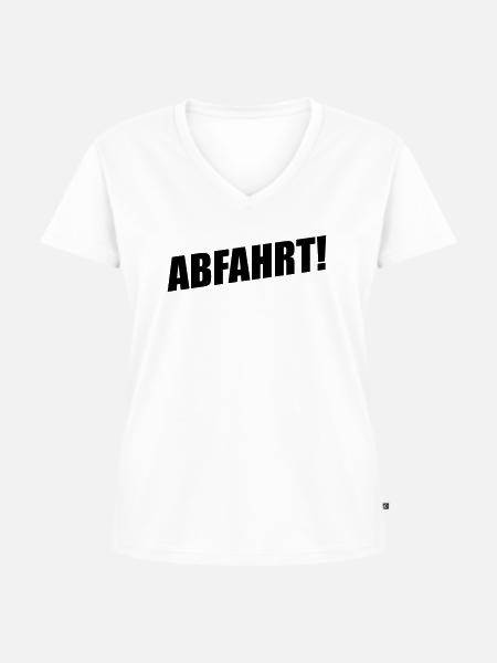 ABFAHRT - Frauen Premium Bio T-Shirt mit V-Ausschnitt - Weiß