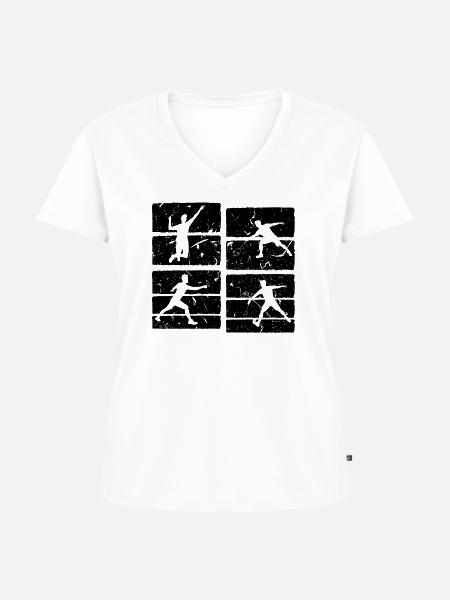 Badminton Set - Frauen Premium Bio T-Shirt mit V-Ausschnitt - Weiß
