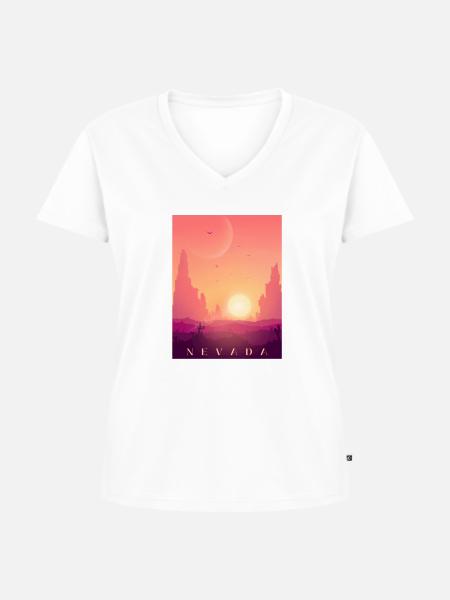 Nevada Desert - Frauen Premium Bio T-Shirt mit V-Ausschnitt - Weiß