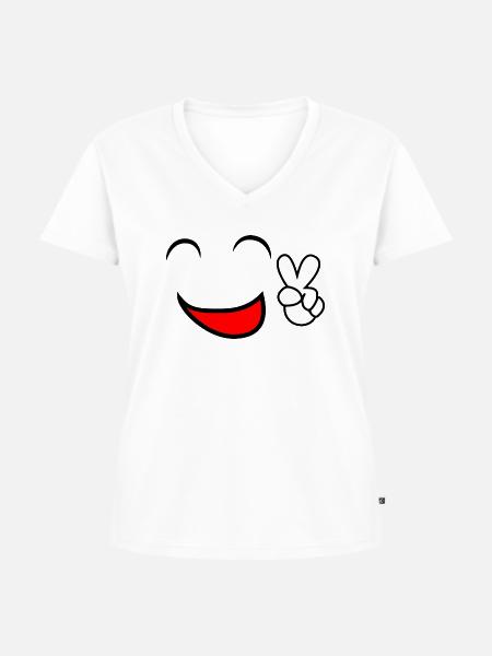 comic-smile - Frauen Premium Bio T-Shirt mit V-Ausschnitt - Weiß