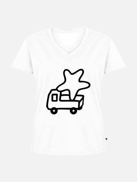 Pickup mit Stern - Frauen Premium Bio T-Shirt mit V-Ausschnitt - Weiß