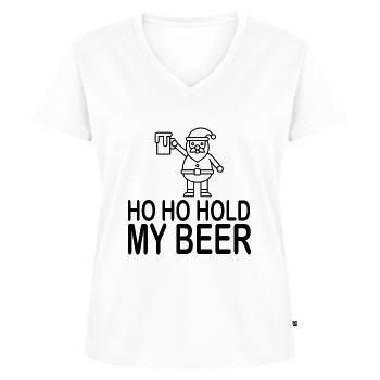 Kul kul roligt roligt - Ekologisk premium-T-shirt med V-ringning dam - vit - Fram - AI Model Female 172 dark (172cm)