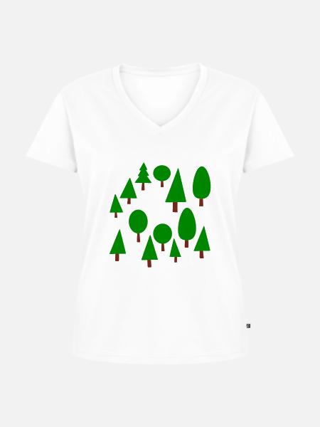 Wald - Frauen Premium Bio T-Shirt mit V-Ausschnitt - Weiß