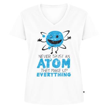 Atom - Frauen Premium Bio T-Shirt mit V-Ausschnitt - Weiß - Vorne - AI Model Female 172 dark (172cm)