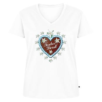 Lebkuchenherz Fesches Dirndl - Frauen Premium Bio T-Shirt mit V-Ausschnitt - Weiß - Vorne - AI Model Female 172 dark (172cm)