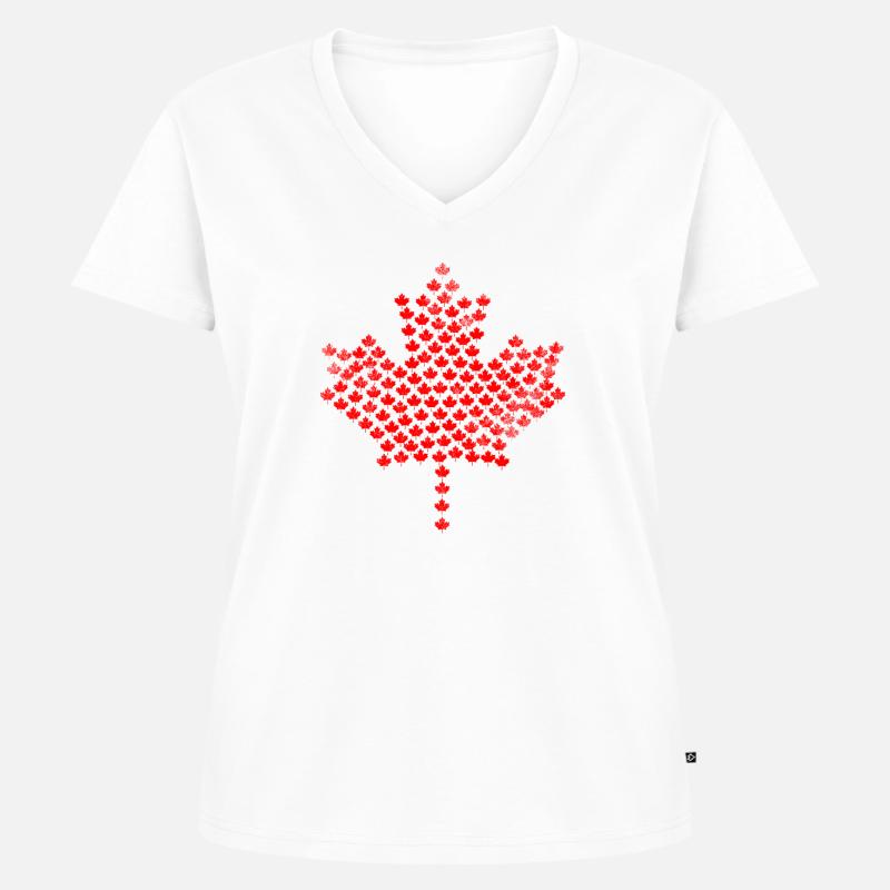 Canada Maple Leaf - Women's Premium Organic V-neck T-shirt - white