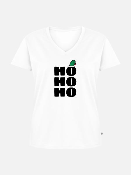 Ho Ho Ho - Frauen Premium Bio T-Shirt mit V-Ausschnitt - Weiß