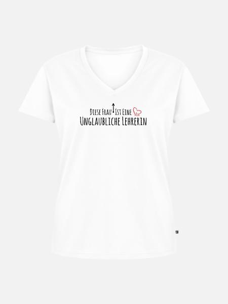 Lehrerin Danke - Frauen Premium Bio T-Shirt mit V-Ausschnitt - Weiß
