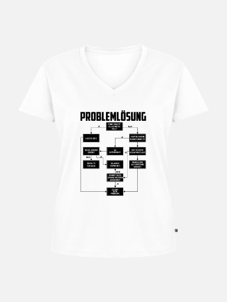 Problemlösung - Frauen Premium Bio T-Shirt mit V-Ausschnitt - Weiß