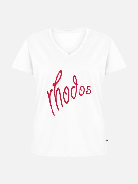 Rhodos - Frauen Premium Bio T-Shirt mit V-Ausschnitt - Weiß