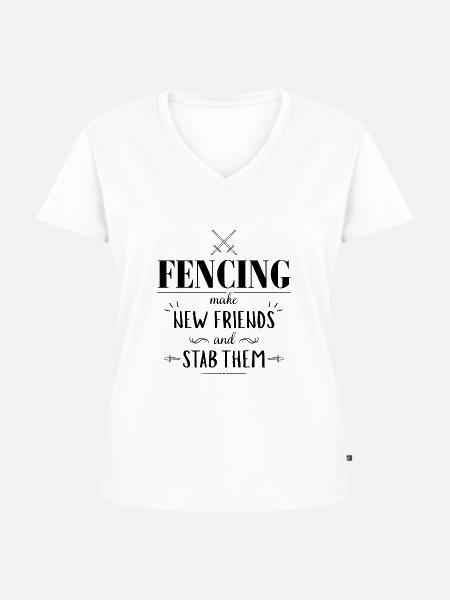 Fencing - Frauen Premium Bio T-Shirt mit V-Ausschnitt - Weiß