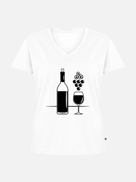 wein weinflasche weinglas rebe - Frauen Premium Bio T-Shirt mit V-Ausschnitt - Weiß