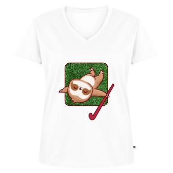 Hockey Feldhockey Hockeyspieler Hockey-chill - Frauen Premium Bio T-Shirt mit V-Ausschnitt - Weiß - Vorne - AI Model Female 172 dark (172cm)
