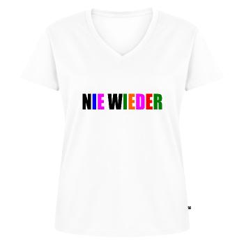 Nie wieder - Frauen Premium Bio T-Shirt mit V-Ausschnitt - Weiß - Vorne - AI Model Female 172 dark (172cm)