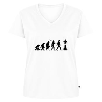 Evolution - Schach - Schachspieler - Frauen Premium Bio T-Shirt mit V-Ausschnitt - Weiß - Vorne - AI Model Female 172 dark (172cm)