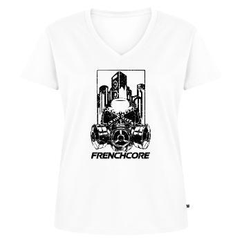 FRENCHCORE (black Design) - Frauen Premium Bio T-Shirt mit V-Ausschnitt - Weiß - Vorne - AI Model Female 172 dark (172cm)