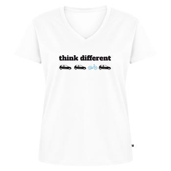 Fahrradfahrer, Fahrradfahren - Frauen Premium Bio T-Shirt mit V-Ausschnitt - Weiß - Vorne - AI Model Female 172 dark (172cm)