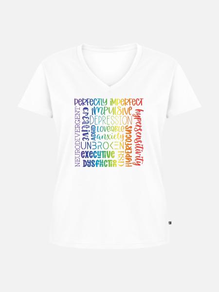 Neurodivergent - Frauen Premium Bio T-Shirt mit V-Ausschnitt - Weiß