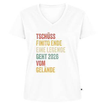 Rentner Rente 2026 Sprüche Ruhestand Geschenk - Frauen Premium Bio T-Shirt mit V-Ausschnitt - Weiß - Vorne - AI Model Female 172 dark (172cm)