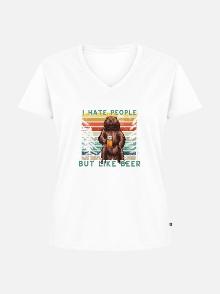 I Hate People - Frauen Premium Bio T-Shirt mit V-Ausschnitt - Weiß