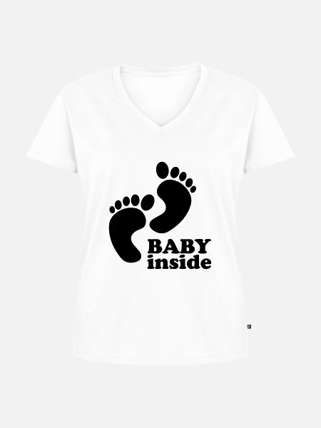 baby inside - Frauen Premium Bio T-Shirt mit V-Ausschnitt - Weiß