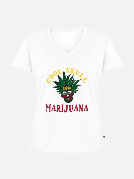 Unkrautschädel - Frauen Premium Bio T-Shirt mit V-Ausschnitt - Weiß