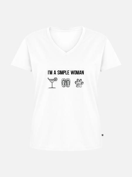 Simple Woman - Frauen Premium Bio T-Shirt mit V-Ausschnitt - Weiß