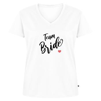 Team Bride - Women's Premium Organic V-neck T-shirt - white - Front - AI Model Female 172 dark (172cm)