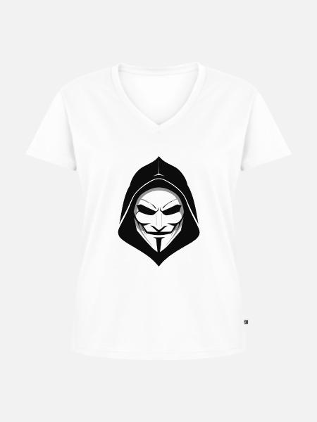 Anonymous Maske - Frauen Premium Bio T-Shirt mit V-Ausschnitt - Weiß