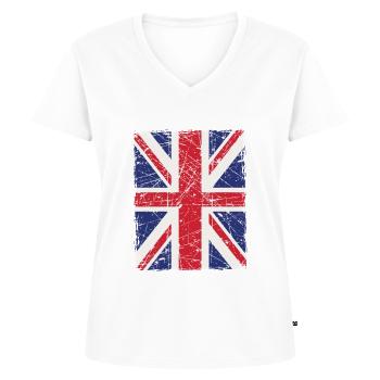 Union Jack - Frauen Premium Bio T-Shirt mit V-Ausschnitt - Weiß - Vorne - AI Model Female 172 dark (172cm)