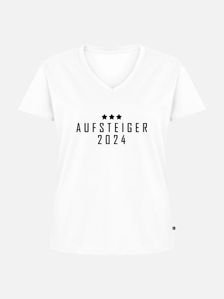 Aufsteiger 2024 Aufstiegstrikot 24 - Frauen Premium Bio T-Shirt mit V-Ausschnitt - Weiß